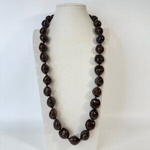 Kukui Nut Lei Necklace Brown Tropical Hawaiian Luau Tiki Party